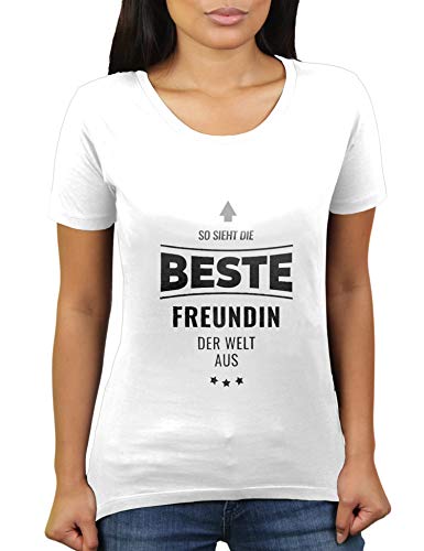 So Sieht die Beste Freundin der Welt aus - Geschenk - Damen T-Shirt von KaterLikoli, Gr. M, Weiß von Likoli