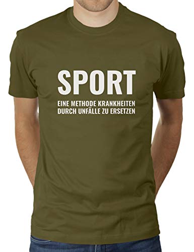 Sport, eine Methode Krankheiten durch Unfälle zu erstezen - Herren T-Shirt von KaterLikoli, Gr. 3XL, Olive von Likoli