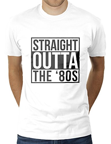 Straight Outta '80s - Geboren in den 80er Jahren - Herren T-Shirt von KaterLikoli, Gr. L, Weiß von Likoli