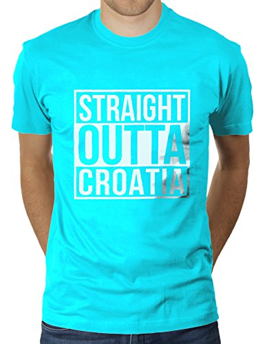 Straight Outta Croatia - Herren T-Shirt von KaterLikoli, Gr. 2XL, Turquoise von Likoli