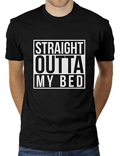 Straight Outta My Bed - Herren T-Shirt von KaterLikoli, Gr. XL, Deep Black von Likoli