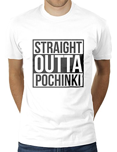 Straight Outta Pochinki PUBG Player Unknown Battlegrounds - Herren T-Shirt von KaterLikoli, Gr. L, Weiß von Likoli