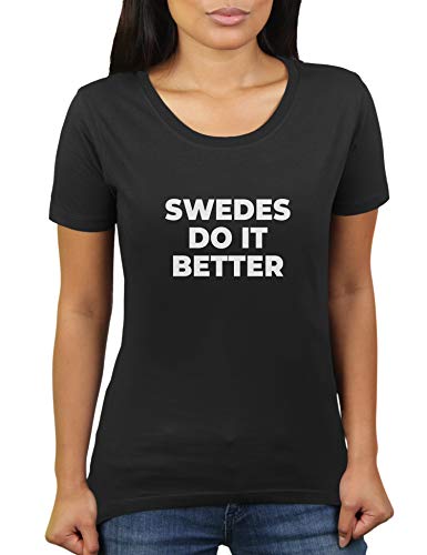 Swedes Do It Better - Schwede Sechwedin - Damen T-Shirt von KaterLikoli, Gr. 3XL, Deep Black von Likoli