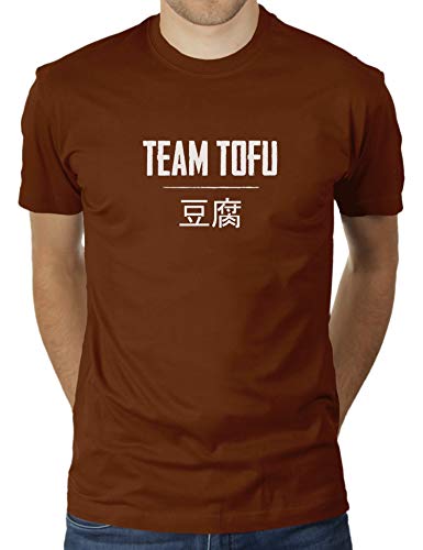 Team Tofu - Veganer Vegetraier Lustiges Outfit - Herren T-Shirt von KaterLikoli, Gr. M, Choccolate von Likoli