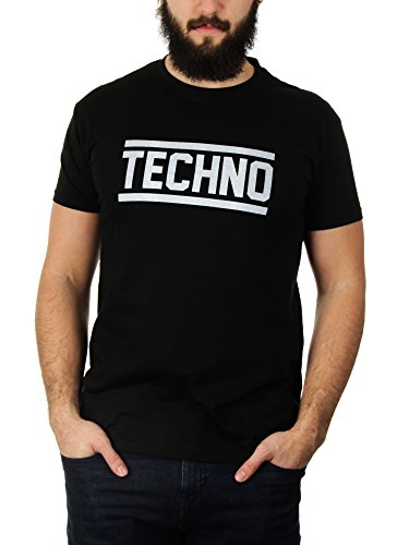 Techno - Herren T-Shirt von KaterLikoli, Gr. 2XL, Deep Black von Likoli