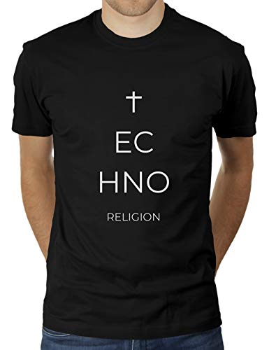 Techno Religion - Herren T-Shirt von KaterLikoli, Gr. 3XL, Deep Black von Likoli