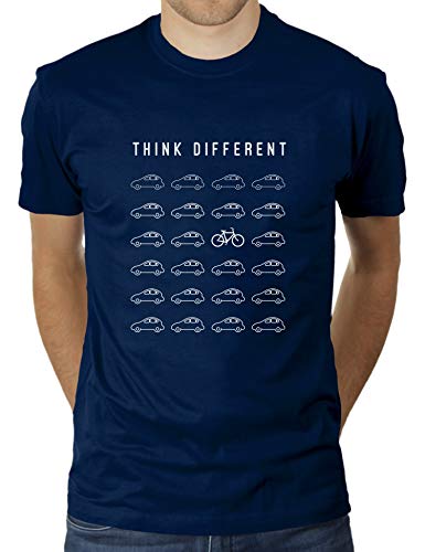 Think Different - Bicycle - Autofreie Welt - Umweltbewusst - Gesundes Leben - Fahrrad Fahrradfahrer - Herren T-Shirt von KaterLikoli, Gr. M, French Navy von Likoli