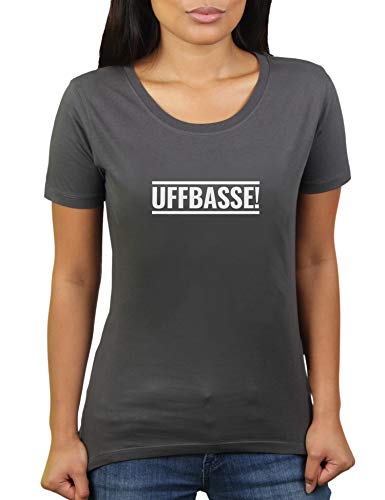 Uffbasse - Damen T-Shirt von KaterLikoli, Gr. L, Anthrazit von Likoli