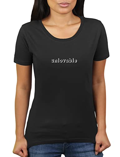 Unlovable - Damen T-Shirt von KaterLikoli, Gr. XL, Deep Black von Likoli
