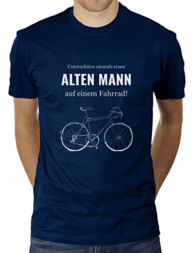 Unterschätze Niemals einen Alten Mann auf einem Fahrrad - Herren T-Shirt von KaterLikoli, Gr. 3XL, French Navy von Likoli
