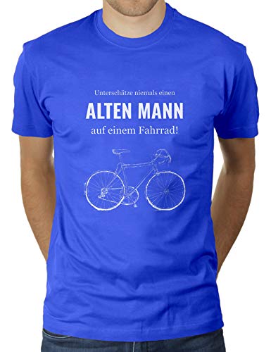 Unterschätze Niemals einen Alten Mann auf einem Fahrrad - Herren T-Shirt von KaterLikoli, Gr. 3XL, Royal Blue von Likoli