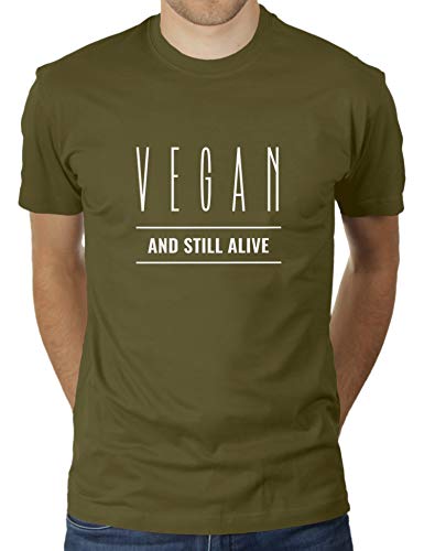 Vegan and Still Alive - Herren T-Shirt von KaterLikoli, Gr. 2XL, Olive von Likoli