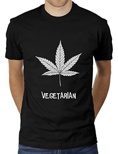 Vegetarian - Marihuana Pflanze - Herren T-Shirt von KaterLikoli, Gr. XL, Deep Black von Likoli