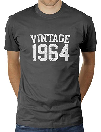 Vintage 1964 - Jahrgang - Geburtstag - 56 Jahre alt - Herren T-Shirt von KaterLikoli, Gr. L, Anthrazit von Likoli