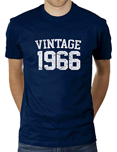 Vintage 1966 - Jahrgang - Geburtstag - 54 Jahre alt - Herren T-Shirt von KaterLikoli, Gr. M, French Navy von Likoli