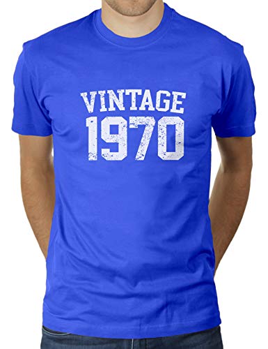 Vintage 1970 - Jahrgang - Geburtstag - 50 Jahre alt - Herren T-Shirt von KaterLikoli, Gr. 3XL, Royal Blue von Likoli