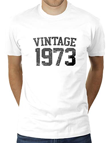 Vintage 1973 - Jahrgang - Geburtstag - 47 Jahre alt - Herren T-Shirt von KaterLikoli, Gr. 3XL, Weiß von Likoli