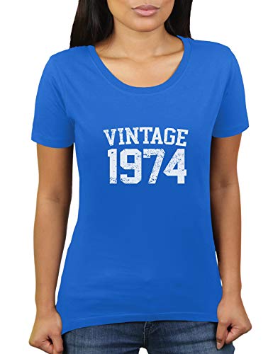 Vintage 1974 - Jahrgang - Geburtstag - 46 Jahre alt - Damen T-Shirt von KaterLikoli, Gr. L, Royal Blue von Likoli