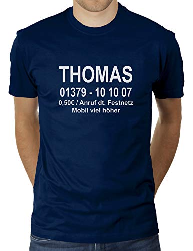 Vorname Thomas - Dschungelcamp - Dschungel Camp - Herren T-Shirt von KaterLikoli, Gr. XL, French Navy von Likoli