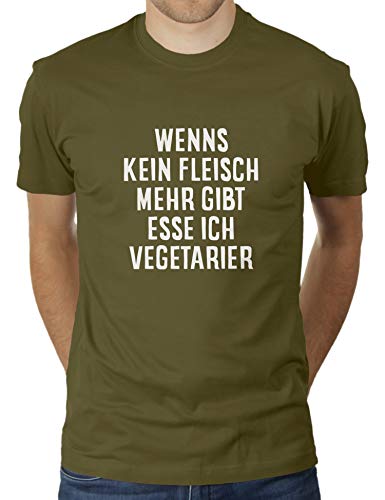 Wenns kein Fleisch mehr gibt Esse ich Vegetarier - Herren T-Shirt von KaterLikoli, Gr. L, Olive von Likoli
