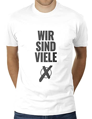 Wir sind viele - Outfit füt Demo Demonstration Spaziergang Protest - Herren T-Shirt von KaterLikoli, Gr. M, Weiß von Likoli