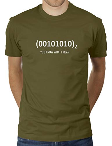 Zweiundverizig - 42 - Die Antwort - Binär - You Know What I Mean - Herren T-Shirt von KaterLikoli, Gr. 3XL, Olive von Likoli