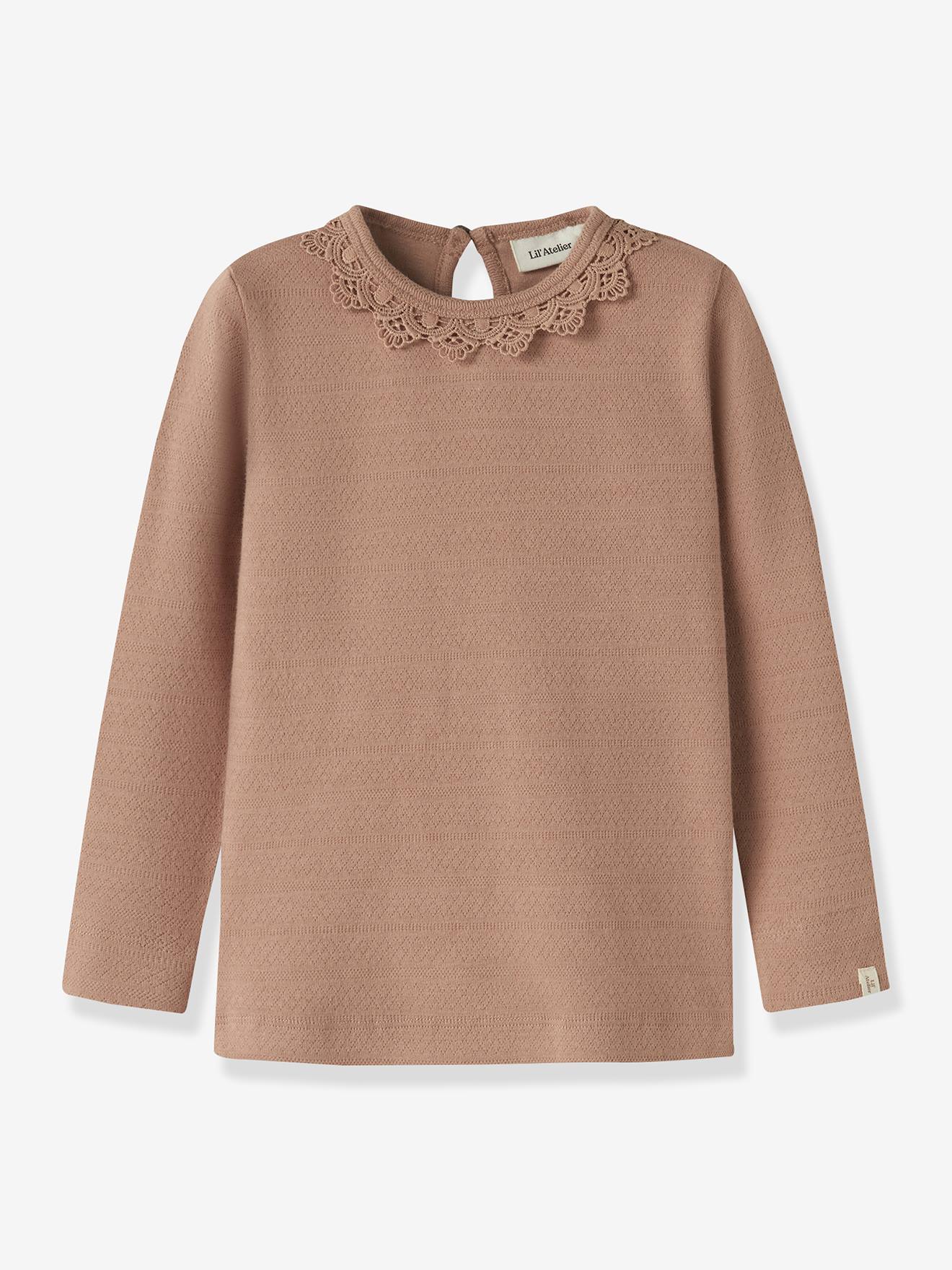 Shirt Mädchen Lil' Atelier MINI mit Spitzenkragen zimt von Lil'atelier