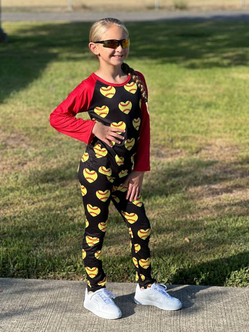 Softball Liebe Leggings Set von LilBestiesDesign