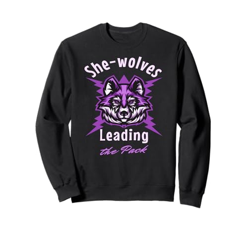 Leitwölfinnen Anführerin Stark Frauen Kraft Sweatshirt Leitwölfinnen Anführerin Stark Frauen Kraft Sweatshirt von Lila Wolf Führer Feminismus Stärke Symbol