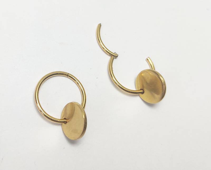 1 Paar 18 K Gold Coin Münzen Creolen Ohrstecker Ohrclips Damen Ohrringe Vergoldet Hoops Schlicht Mit Scheiben Anhänger Geometrisch von LilaLaVi