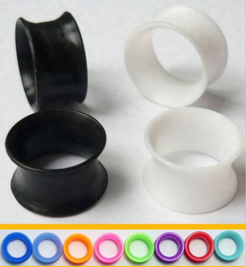1 Paar Extra Soft Silikon Flesh Tunnel Silicone Ear Plug Ohr Piercing Double Flared 4 - 10 Mm von LilaLaVi
