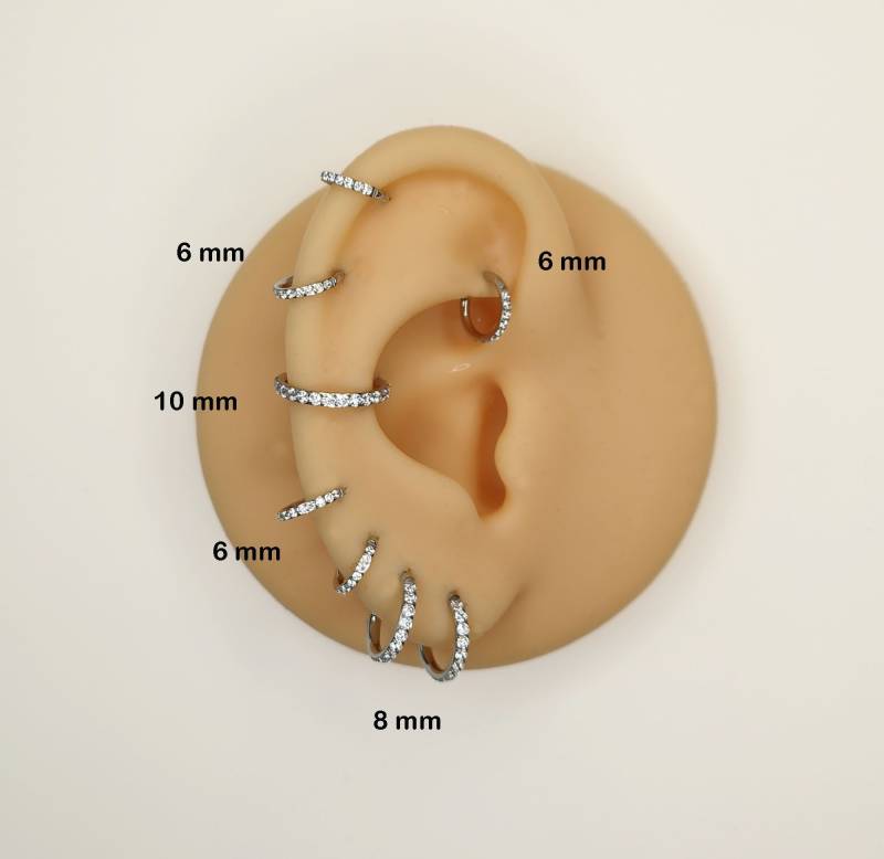 1 Paar Ohrpiercing Ohrcreolen Zirkonia Steinen Creolen Ohrringe Helix Conchpiercing Scharnier Clicker Tragus 6/8/10 Mm 1.2Mm/1.6 von LilaLaVi