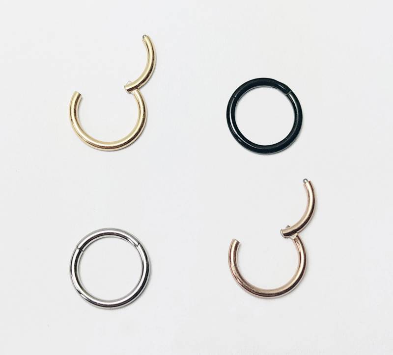 Nasenring Nasenpiercing Septum Ring Segmentring Brust Lippe Ohr Scharnier Clicker Chirurgenstahl Rosegold Schwarz Silber Gold 14G 16G 18G von LilaLaVi