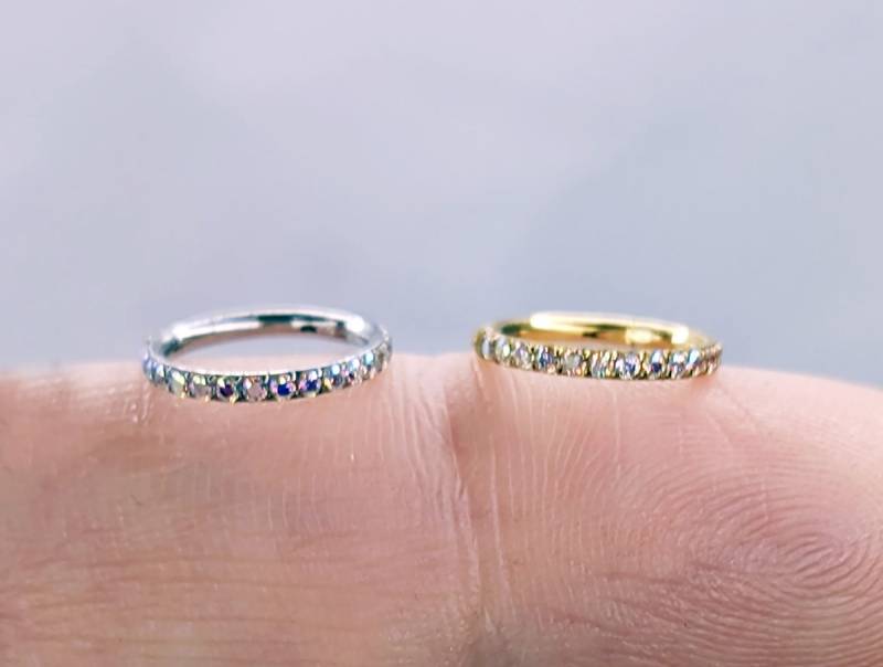 Nasenring Nasenpiercing Septum Strassteinen Zikoniasteine Ring Nase Segmentring Ohrpiercing Ohr Scharnier Clicker Gold Crystal Ab 1.2 X 8 Mm von LilaLaVi
