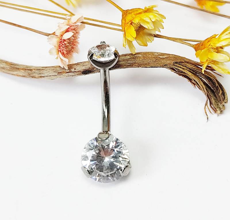 Titan Bauchnabel Piercing Bauchnabelpiercing Zirkonia Stein Banane Kugel Ball Frauen Körperschmuck 10 Mm von LilaLaVi