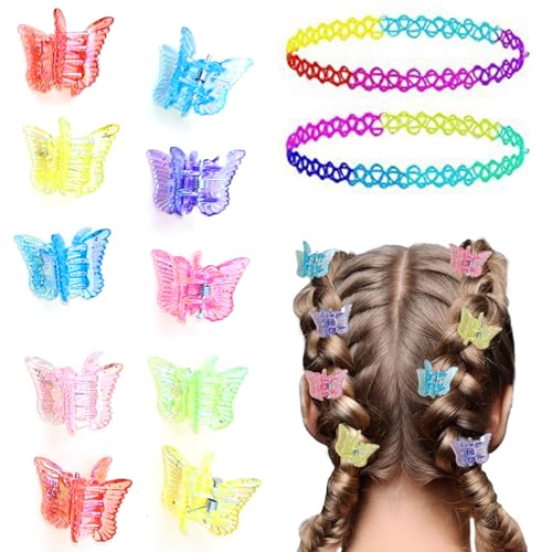 LilaLemon Glitzer-Haarklammern, kleine Schmetterlings-Haarklammern, 90er-Jahre, Mini-Haar-Accessoires, bunte kleine Clips für Mädchen und Frauen, 12 Stück von LilaLemon