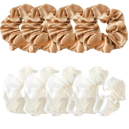 Lilalemon Seiden-Satin-Haargummis für Damen und Mädchen, bunte Pferdeschwanz-Halter für Teenager und Damen, Haar-Accessoires, weich, elastisch, keine Beschädigung des Haares, 8 Stück von LilaLemon