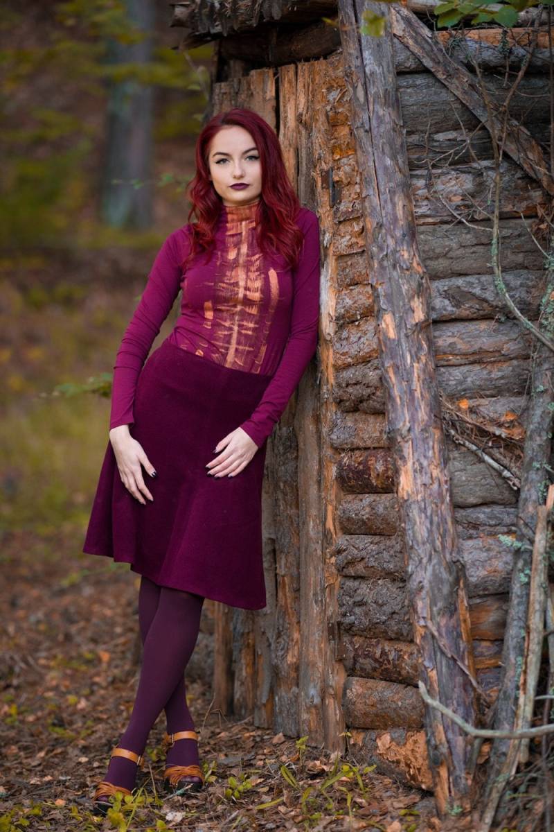 Stretchiges Stretchtop Mit Rollkragen in Bordeauxrot Für Frauen von LilaStyleHouse