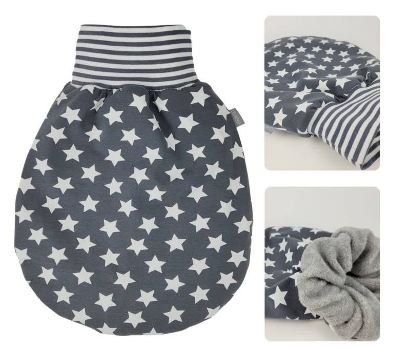 Baby Schlafsack Strampelsack Sterne Grau Weiß 0-24 Monate in 4 Größen von Lilakind
