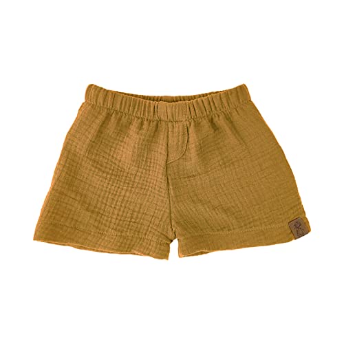 Lilakind“ Baby Kinder Kurze Hose Musselin Shorts Buchse Uni Caramel Gr. 104/110 - Made in Germany von Lilakind