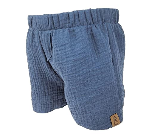 Lilakind“ Baby Kinder Kurze Hose Musselin Shorts Buchse Uni Jeansblau Gr. 122/128 - Made in Germany von Lilakind
