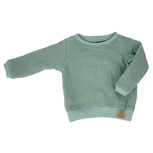 Lilakind“ Baby Kinder Musselin Langarm-Shirt Pullover Baumwolle Uni Alt-Grün Gr. 86/92 - Made in Germany von Lilakind