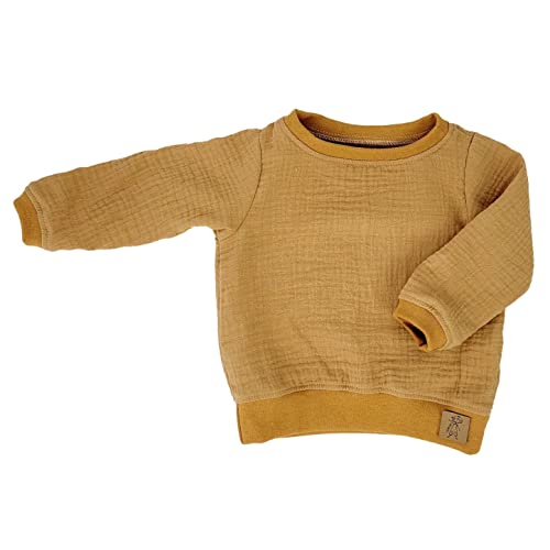Lilakind“ Baby Kinder Musselin Langarm-Shirt Pullover Baumwolle Uni Caramel Ocker Gr. 80/86 - Made in Germany von Lilakind