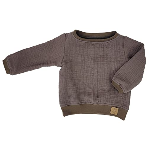 Lilakind“ Baby Kinder Musselin Langarm-Shirt Pullover Baumwolle Uni Dusty Braun Gr. 110/116 - Made in Germany von Lilakind