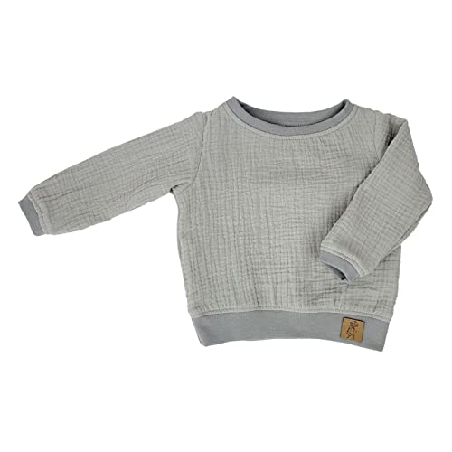 Lilakind“ Baby Kinder Musselin Langarm-Shirt Pullover Baumwolle Uni Hellgrau Gr. 74/80 - Made in Germany von Lilakind