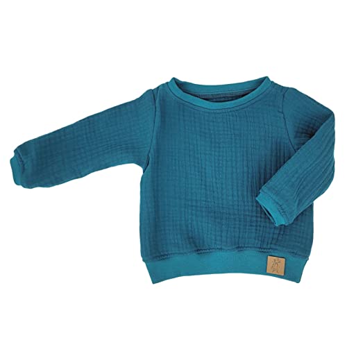 Lilakind“ Baby Kinder Musselin Langarm-Shirt Pullover Baumwolle Uni Petrol Gr. 122/128 - Made in Germany von Lilakind