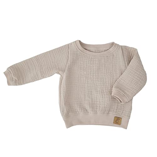 Lilakind“ Baby Kinder Musselin Langarm-Shirt Pullover Baumwolle Uni Sand Beige Gr. 56/62 - Made in Germany von Lilakind