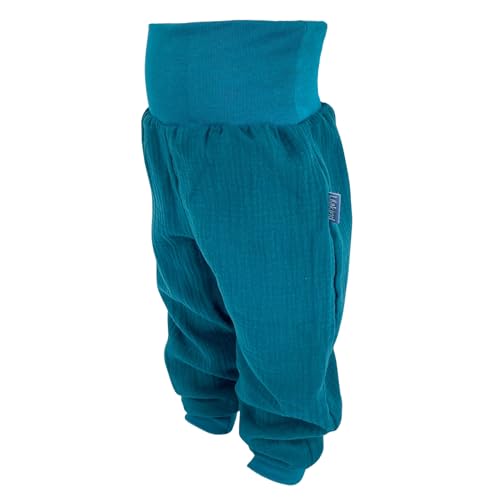 Lilakind“ Baby Kinder Musselin Pumphose Hose mit Bündchen Uni Petrol Gr. 62/68 - Made in Germany von Lilakind