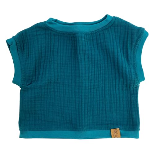 Lilakind“ Baby Kinder Musselin Shirt Oversize Top T-Shirt Baumwolle Uni Petrol Gr. 98/104 - Made in Germany von Lilakind