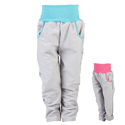 Lilakind“ Baby Kinder Softshell Hose mit Taschen Grau Pink Gr. 104/110 - Made in Germany von Lilakind